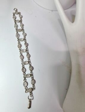 VINTAGE ARTISAN Double-Row ROSE QUARTZ Bracelet SILVER